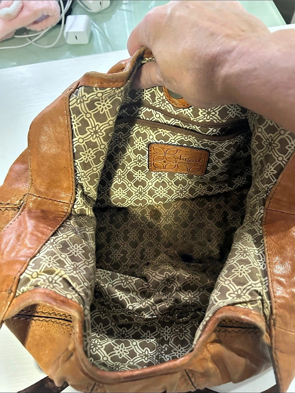 Fossil Brown Leather Shoulder Bag - Picture 2 of 7